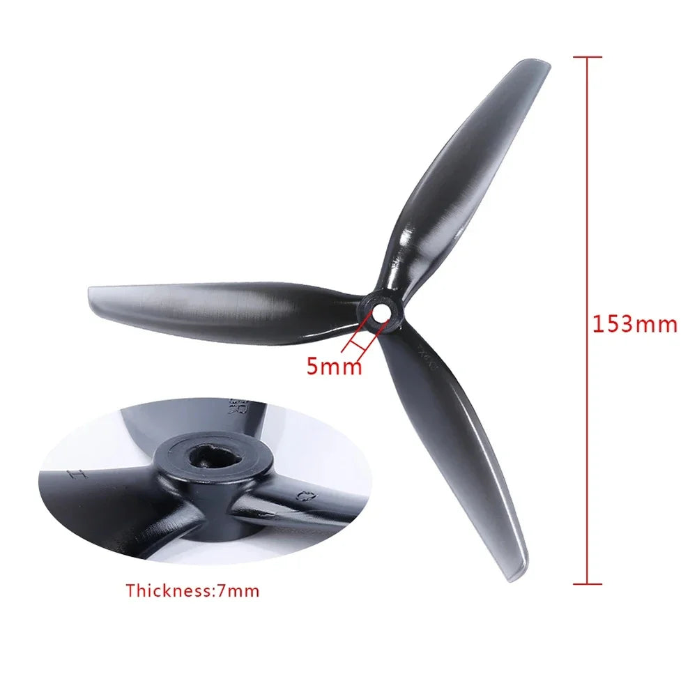 Hélices HQProp 7040 – 7 pouces 3 pales (4 pièces / 2 paires CW+CCW)